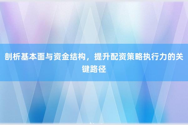 剖析基本面与资金结构，提升配资策略执行力的关键路径