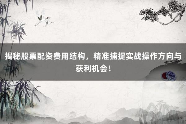 揭秘股票配资费用结构，精准捕捉实战操作方向与获利机会！
