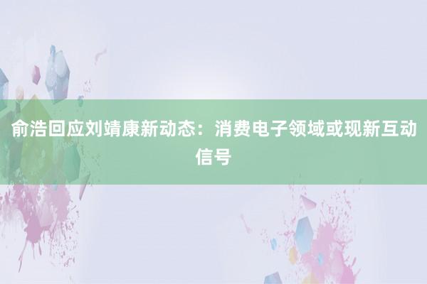 俞浩回应刘靖康新动态：消费电子领域或现新互动信号