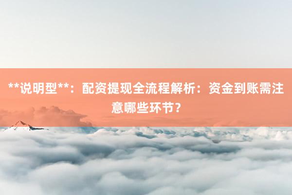 **说明型**：配资提现全流程解析：资金到账需注意哪些环节？