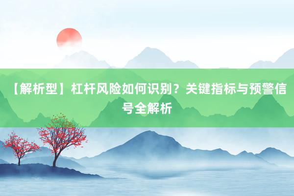 【解析型】杠杆风险如何识别？关键指标与预警信号全解析