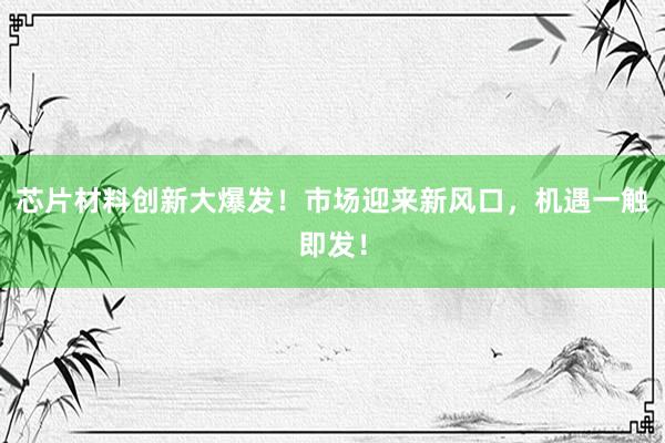芯片材料创新大爆发！市场迎来新风口，机遇一触即发！