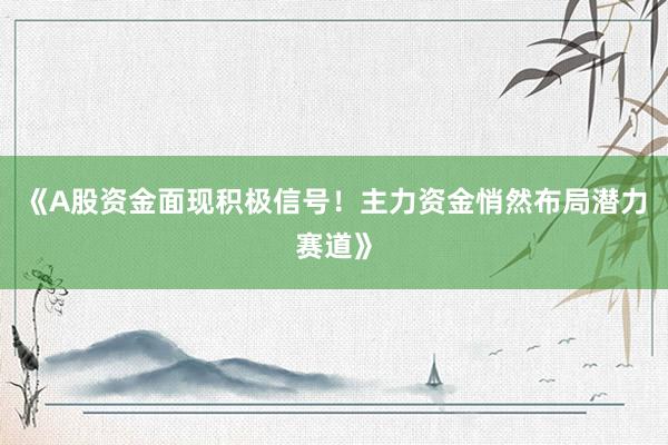 《A股资金面现积极信号！主力资金悄然布局潜力赛道》