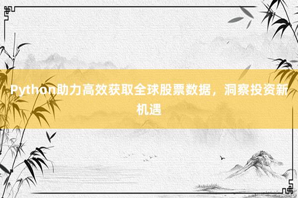Python助力高效获取全球股票数据，洞察投资新机遇