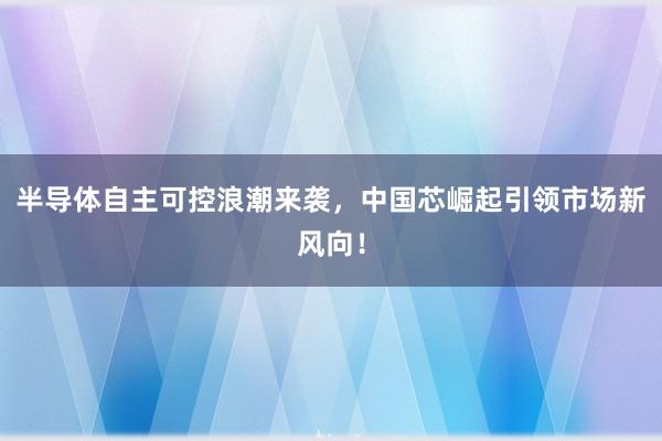 半导体自主可控浪潮来袭，中国芯崛起引领市场新风向！