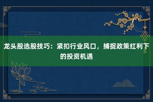 龙头股选股技巧：紧扣行业风口，捕捉政策红利下的投资机遇