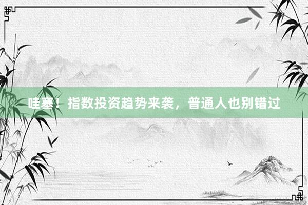 哇塞！指数投资趋势来袭，普通人也别错过