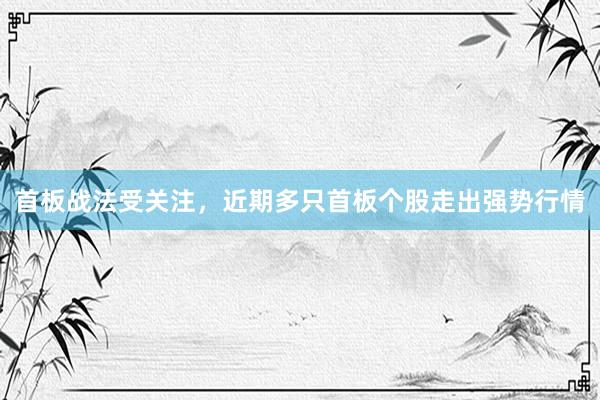 首板战法受关注，近期多只首板个股走出强势行情