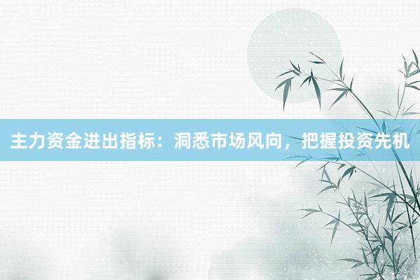 主力资金进出指标:洞悉市场风向,把握投资先机