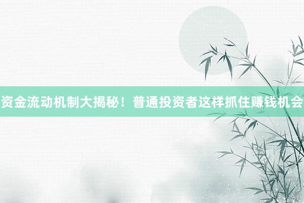 资金流动机制大揭秘！普通投资者这样抓住赚钱机会