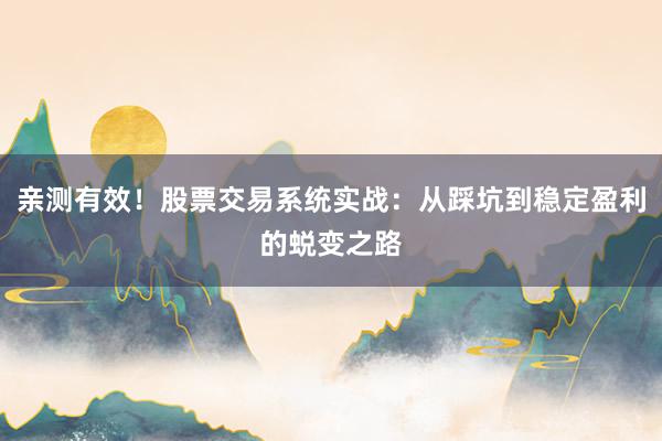 亲测有效！股票交易系统实战：从踩坑到稳定盈利的蜕变之路