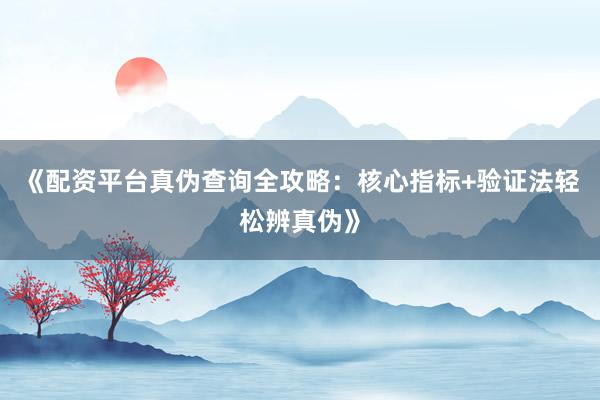 《配资平台真伪查询全攻略：核心指标+验证法轻松辨真伪》